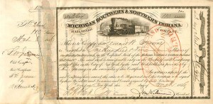 Michigan Southern & Northern Indiana Railroad Company signed by Leonard W. Jerome